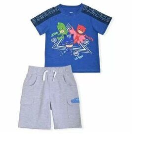 Baby Boys PJ Masks T-Shirt & Cargo Knit Short Set size 18 months NWT